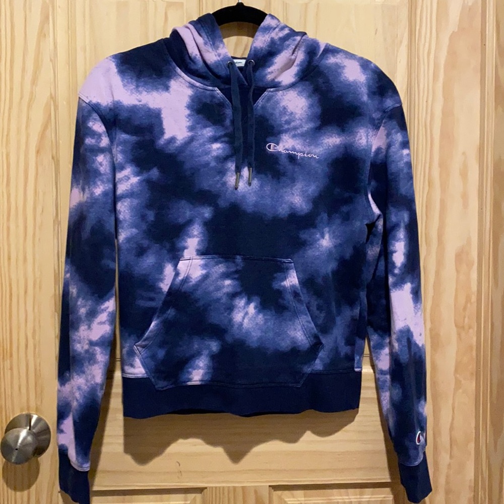 Navy Blue and Purple Champion Hoodie